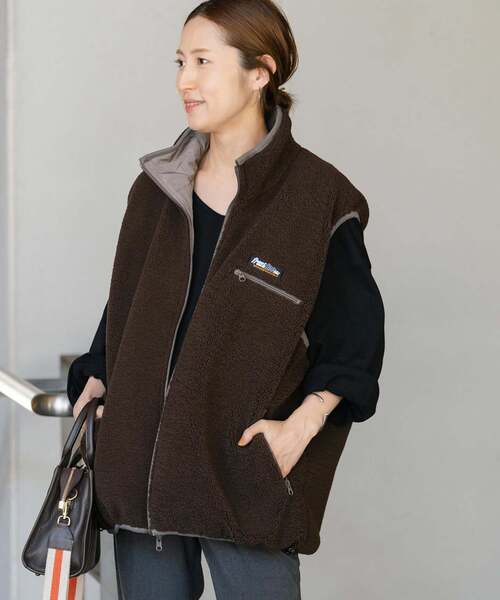 FRAMeWORK（フレームワーク）の「FROSTLINE/フロストライン 別注 リバーシブルベスト（その他アウター・レディース・ブラウン/ベージュ・FREE）」の3枚目の写真