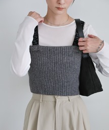 サテンショルダーリブニットビスチェ