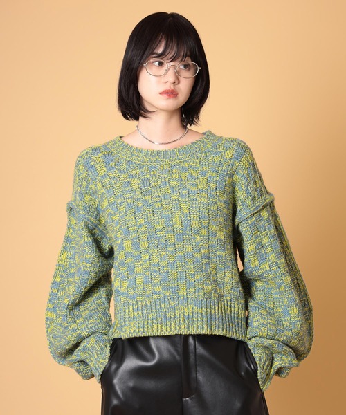 セール】ミックスニットプルオーバー 秋服・冬服（ニット/セーター