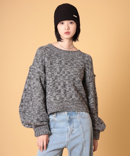 セール】ミックスニットプルオーバー 秋服・冬服（ニット/セーター