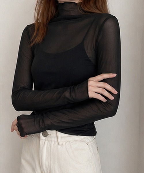 cammie(キャミー)の「メロウ加工シアートップス(Tシャツ/カットソー・レディース・ブラウン/アイボリー/ブラック・MEDIUM/LARGE)」の12枚目の写真