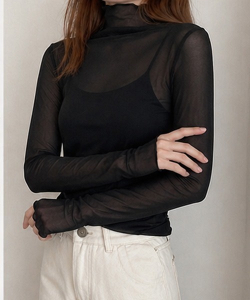 cammie(キャミー)の「メロウ加工シアートップス(Tシャツ/カットソー・レディース・ブラウン/アイボリー/ブラック・MEDIUM/LARGE)」の14枚目の写真