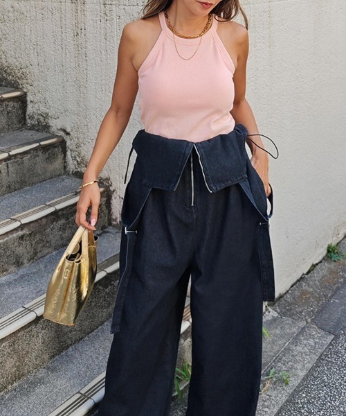 esutoreja（エストレジャ）の「ホルターネックタンクトップ（タンクトップ・レディース・チャコール/ブラック/ピンク/ホワイト・FREE）」の8枚目の写真