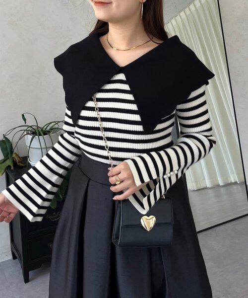 prose verse（プロズヴェール）の「スカラップカラーニットトップス（ニット/セーター・レディース・ブラック系その他/ホワイト系その他/グレー/ピンク/ブラック・LARGE/MEDIUM）」の4枚目の写真