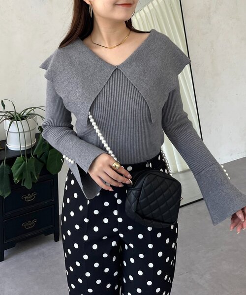 prose verse（プロズヴェール）の「スカラップカラーニットトップス（ニット/セーター・レディース・ブラック系その他/ホワイト系その他/グレー/ピンク/ブラック・LARGE/MEDIUM）」の5枚目の写真