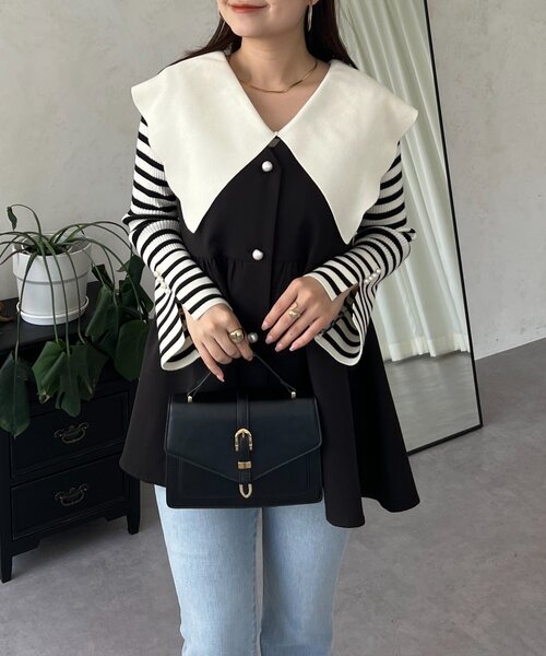 prose verse（プロズヴェール）の「スカラップカラーニットトップス（ニット/セーター・レディース・ブラック系その他/ホワイト系その他/グレー/ピンク/ブラック・LARGE/MEDIUM）」の22枚目の写真