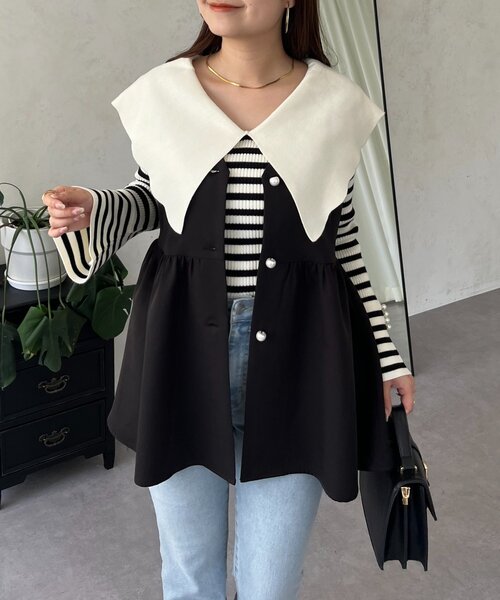 prose verse（プロズヴェール）の「スカラップカラーニットトップス（ニット/セーター・レディース・ブラック系その他/ホワイト系その他/グレー/ピンク/ブラック・LARGE/MEDIUM）」の16枚目の写真