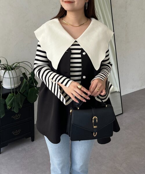 prose verse（プロズヴェール）の「スカラップカラーニットトップス（ニット/セーター・レディース・ブラック系その他/ホワイト系その他/グレー/ピンク/ブラック・LARGE/MEDIUM）」の17枚目の写真