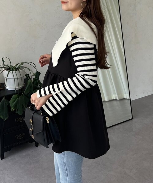 prose verse（プロズヴェール）の「スカラップカラーニットトップス（ニット/セーター・レディース・ブラック系その他/ホワイト系その他/グレー/ピンク/ブラック・LARGE/MEDIUM）」の18枚目の写真