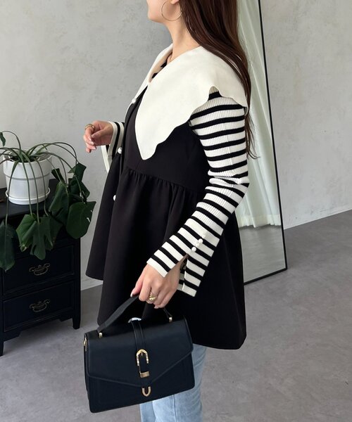 prose verse（プロズヴェール）の「スカラップカラーニットトップス（ニット/セーター・レディース・ブラック系その他/ホワイト系その他/グレー/ピンク/ブラック・LARGE/MEDIUM）」の19枚目の写真