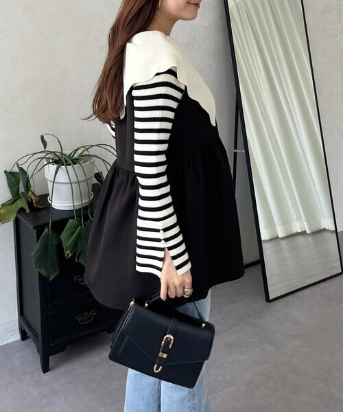 prose verse（プロズヴェール）の「スカラップカラーニットトップス（ニット/セーター・レディース・ブラック系その他/ホワイト系その他/グレー/ピンク/ブラック・LARGE/MEDIUM）」の20枚目の写真