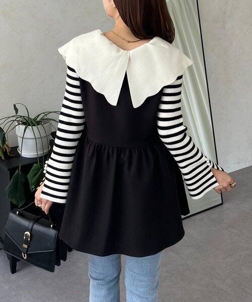 prose verse（プロズヴェール）の「スカラップカラーニットトップス（ニット/セーター・レディース・ブラック系その他/ホワイト系その他/グレー/ピンク/ブラック・LARGE/MEDIUM）」の21枚目の写真