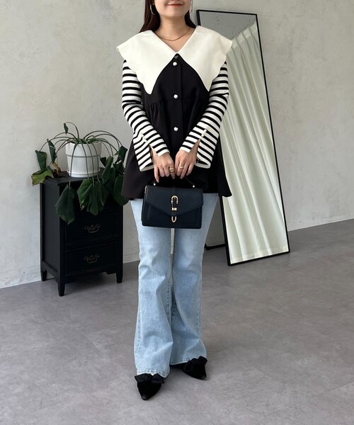 prose verse（プロズヴェール）の「スカラップカラーニットトップス（ニット/セーター・レディース・ブラック系その他/ホワイト系その他/グレー/ピンク/ブラック・LARGE/MEDIUM）」の10枚目の写真