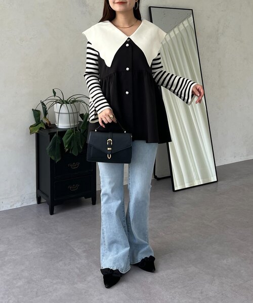 prose verse（プロズヴェール）の「スカラップカラーニットトップス（ニット/セーター・レディース・ブラック系その他/ホワイト系その他/グレー/ピンク/ブラック・LARGE/MEDIUM）」の11枚目の写真