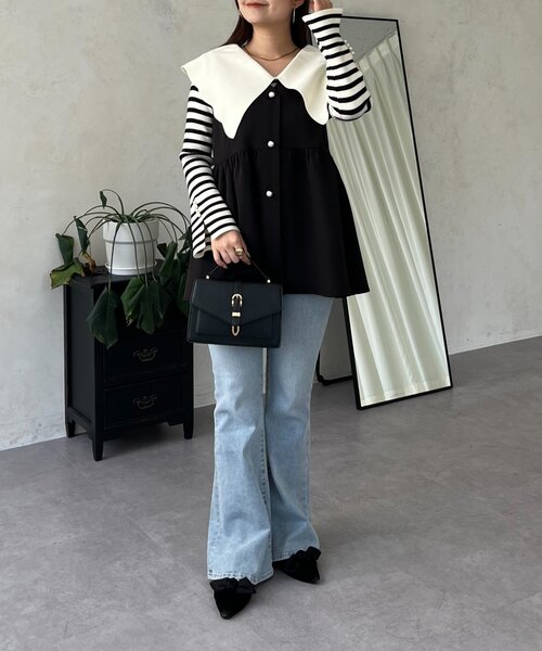 prose verse（プロズヴェール）の「スカラップカラーニットトップス（ニット/セーター・レディース・ブラック系その他/ホワイト系その他/グレー/ピンク/ブラック・LARGE/MEDIUM）」の12枚目の写真