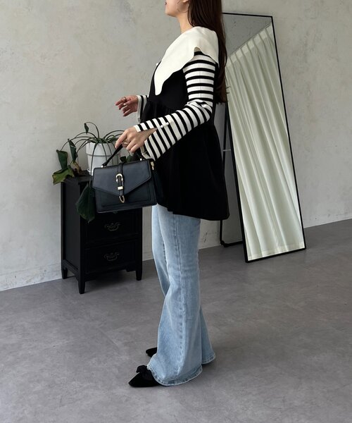 prose verse（プロズヴェール）の「スカラップカラーニットトップス（ニット/セーター・レディース・ブラック系その他/ホワイト系その他/グレー/ピンク/ブラック・LARGE/MEDIUM）」の13枚目の写真