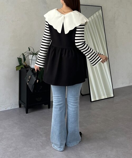 prose verse（プロズヴェール）の「スカラップカラーニットトップス（ニット/セーター・レディース・ブラック系その他/ホワイト系その他/グレー/ピンク/ブラック・LARGE/MEDIUM）」の8枚目の写真