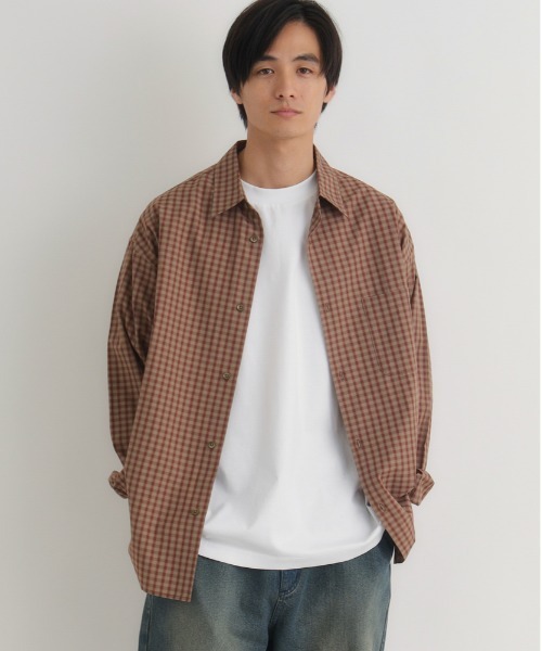 BACK NUMBER（バックナンバー）の「【BACK NUMBER】【店舗で人気】【さらっと羽織れる】ブロードチェック ビッグシルエット シャツ（リラックスシルエット）（シャツ/ブラウス・メンズ・ブラウン/グリーン/ブラック/ブルー・L/XL/M）」の3枚目の写真