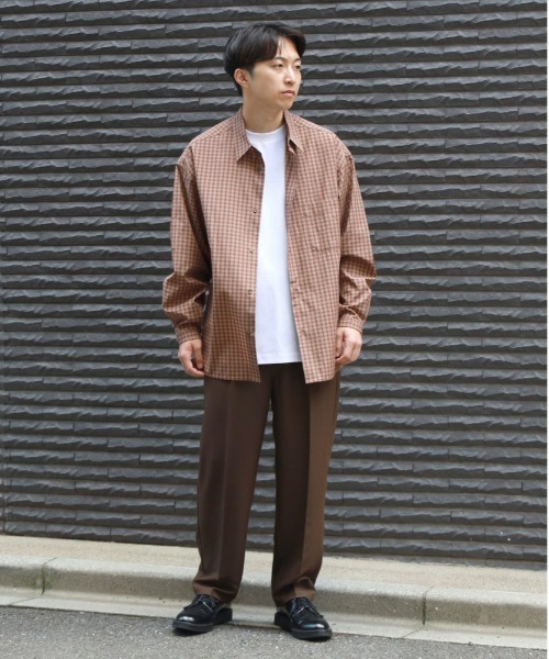 BACK NUMBER（バックナンバー）の「【BACK NUMBER】【店舗で人気】【さらっと羽織れる】ブロードチェック ビッグシルエット シャツ（リラックスシルエット）（シャツ/ブラウス・メンズ・ブラウン/グリーン/ブラック/ブルー・L/XL/M）」の8枚目の写真