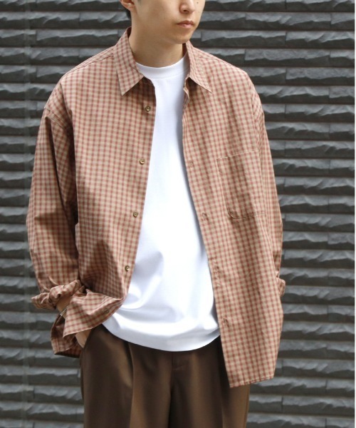 BACK NUMBER（バックナンバー）の「【BACK NUMBER】【店舗で人気】【さらっと羽織れる】ブロードチェック ビッグシルエット シャツ（リラックスシルエット）（シャツ/ブラウス・メンズ・ブラウン/グリーン/ブラック/ブルー・L/XL/M）」の9枚目の写真