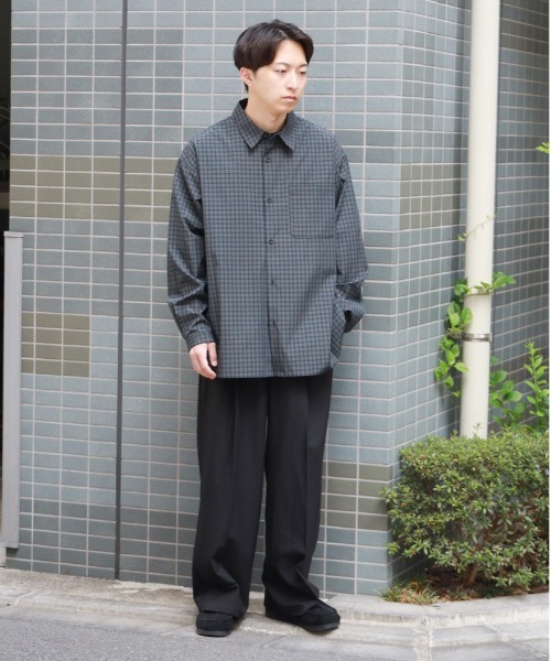 BACK NUMBER（バックナンバー）の「【BACK NUMBER】【店舗で人気】【さらっと羽織れる】ブロードチェック ビッグシルエット シャツ（リラックスシルエット）（シャツ/ブラウス・メンズ・ブラウン/グリーン/ブラック/ブルー・L/XL/M）」の10枚目の写真