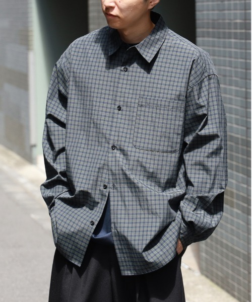 BACK NUMBER（バックナンバー）の「【BACK NUMBER】【店舗で人気】【さらっと羽織れる】ブロードチェック ビッグシルエット シャツ（リラックスシルエット）（シャツ/ブラウス・メンズ・ブラウン/グリーン/ブラック/ブルー・L/XL/M）」の11枚目の写真