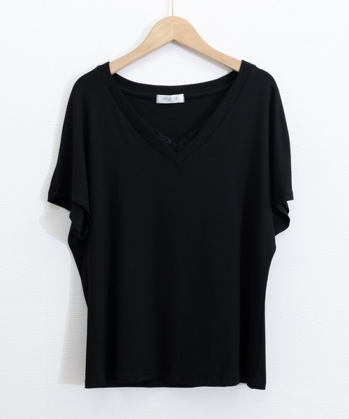 Miniministore(ミニミニストア)の「VネックTシャツ春夏 半袖トップス韓国風(Tシャツ/カットソー・レディース・ホワイト/ブラック・FREE)」の21枚目の写真