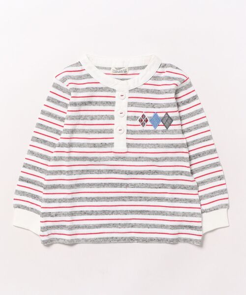 RAGMART（ラグマート）の「二双天竺長袖ラガーシャツ（Tシャツ/カットソー・キッズ・ブルー/オフホワイト・90cm/95cm/80ｃｍ）」の2枚目の写真