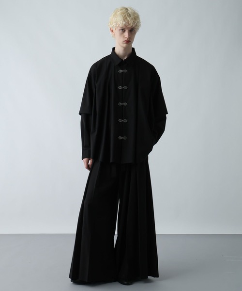 HARE(ハレ)の「【SET UP対応】YOSEレイヤードメタルボタンシャツ(HARE)(シャツ/ブラウス・メンズ・ブラック/グレー系その他/レッド・FREE)」の16枚目の写真