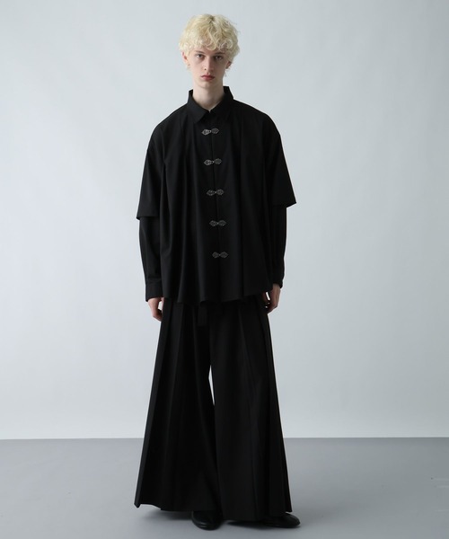 HARE(ハレ)の「【SET UP対応】YOSEレイヤードメタルボタンシャツ(HARE)(シャツ/ブラウス・メンズ・ブラック/グレー系その他/レッド・FREE)」の17枚目の写真