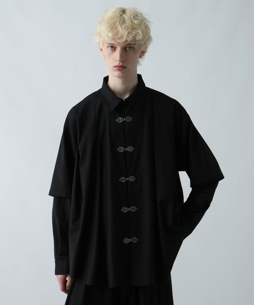 HARE(ハレ)の「【SET UP対応】YOSEレイヤードメタルボタンシャツ(HARE)(シャツ/ブラウス・メンズ・ブラック/グレー系その他/レッド・FREE)」の21枚目の写真