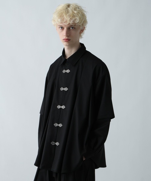HARE(ハレ)の「【SET UP対応】YOSEレイヤードメタルボタンシャツ(HARE)(シャツ/ブラウス・メンズ・ブラック/グレー系その他/レッド・FREE)」の22枚目の写真