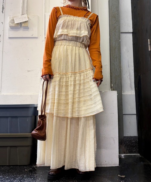 DOUBLE NAME（ダブルネーム）の「フリンジストライプティアードスカート（スカート・レディース・ブラック/グレー/オフホワイト・FREE）」の6枚目の写真