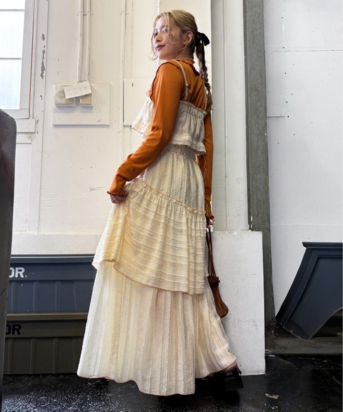 DOUBLE NAME（ダブルネーム）の「フリンジストライプティアードスカート（スカート・レディース・ブラック/グレー/オフホワイト・FREE）」の10枚目の写真