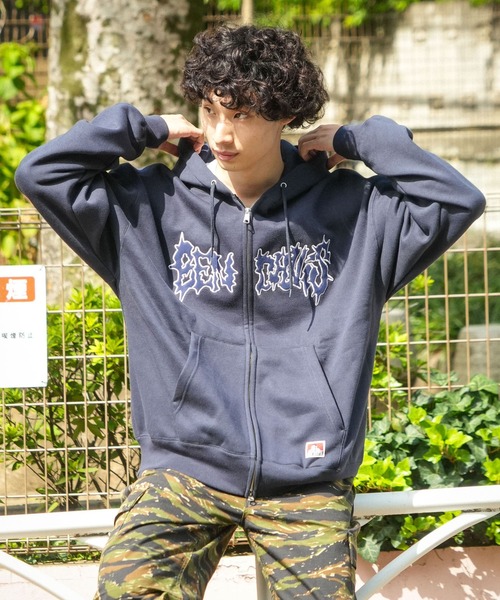 BEN DAVIS/ベンデイビス】フロント ワッペン フルジップ フーディー