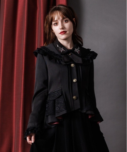 axes femme（アクシーズファム）の「フィッシュテールレースジャケット（テーラードジャケット・レディース・キナリ/ダークグリーン/ブラック・FREE）」の3枚目の写真
