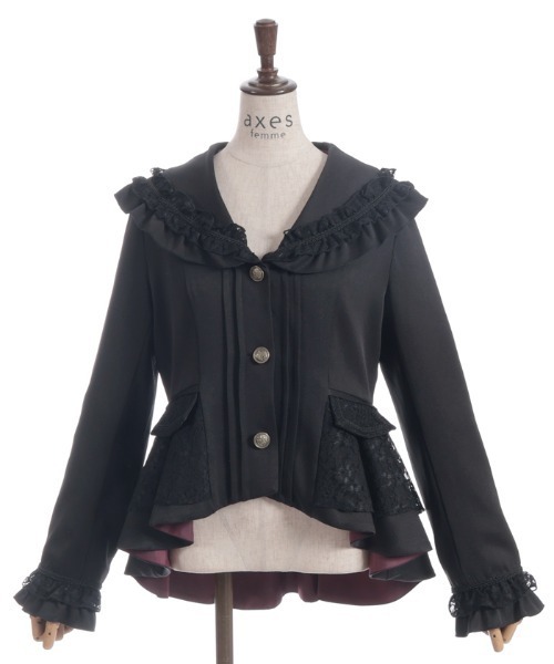 axes femme（アクシーズファム）の「フィッシュテールレースジャケット（テーラードジャケット・レディース・キナリ/ダークグリーン/ブラック・FREE）」の17枚目の写真