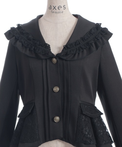 axes femme（アクシーズファム）の「フィッシュテールレースジャケット（テーラードジャケット・レディース・キナリ/ダークグリーン/ブラック・FREE）」の20枚目の写真