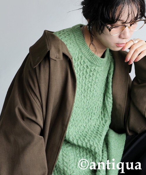 antiqua(アンティカ)の「ケーブル編みニット(ニット/セーター・レディース・ブラック/グリーン/ベージュ・ONESIZE)」の12枚目の写真