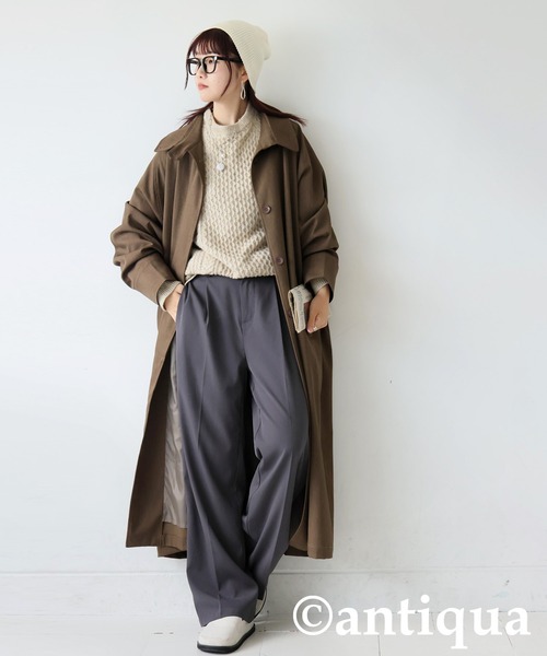 antiqua(アンティカ)の「ケーブル編みニット(ニット/セーター・レディース・ブラック/グリーン/ベージュ・ONESIZE)」の5枚目の写真