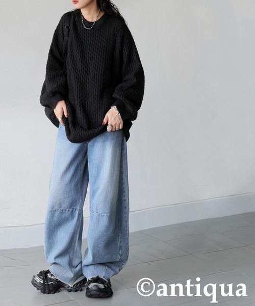antiqua(アンティカ)の「ケーブル編みニット(ニット/セーター・レディース・ブラック/グリーン/ベージュ・ONESIZE)」の22枚目の写真