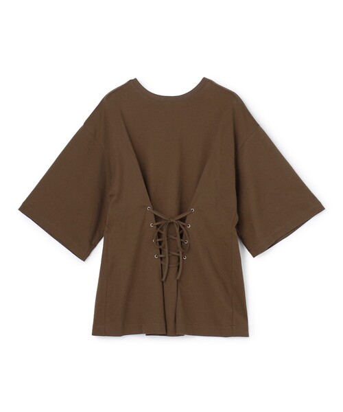 uncrave(アンクレイヴ)の「プレーンジャージー 2WAYレースアップトップス(Tシャツ/カットソー・レディース・ブラック系/グレー系/ホワイト系/レッド系/ブラウン系・F)」の4枚目の写真