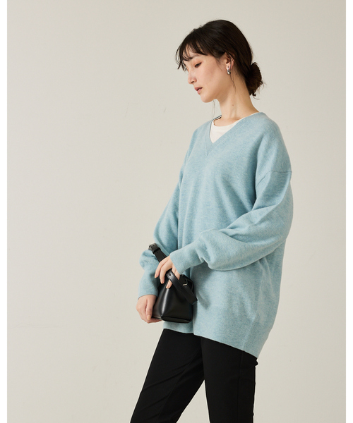 qualite(カリテ)の「【ウール100%】ウールVネックプルオーバー/秋服/冬服/ニット/チクチクしない/ハイゲージニット(ニット/セーター・レディース・ベージュ/ブラック/ブルー・フリー)」の17枚目の写真