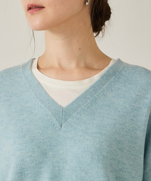 qualite（カリテ）の「【ウール100%】ウールVネックプルオーバー/秋服/冬服/ニット/チクチクしない/ハイゲージニット（ニット/セーター・レディース・ベージュ/ブラック/ブルー・フリー）」の20枚目の写真