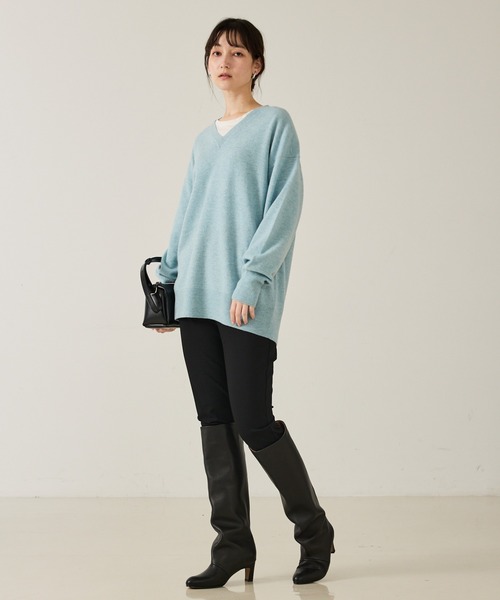 qualite（カリテ）の「【ウール100%】ウールVネックプルオーバー/秋服/冬服/ニット/チクチクしない/ハイゲージニット（ニット/セーター・レディース・ベージュ/ブラック/ブルー・フリー）」の10枚目の写真