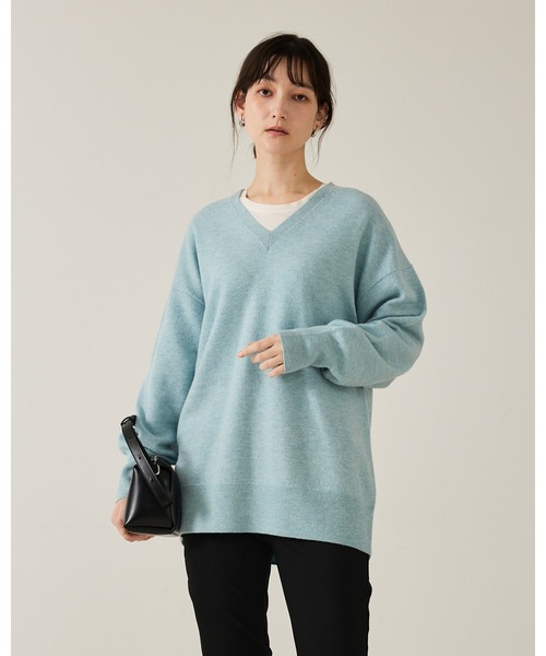 qualite（カリテ）の「【ウール100%】ウールVネックプルオーバー/秋服/冬服/ニット/チクチクしない/ハイゲージニット（ニット/セーター・レディース・ベージュ/ブラック/ブルー・フリー）」の12枚目の写真