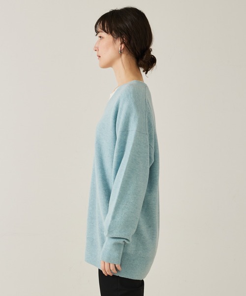 qualite（カリテ）の「【ウール100%】ウールVネックプルオーバー/秋服/冬服/ニット/チクチクしない/ハイゲージニット（ニット/セーター・レディース・ベージュ/ブラック/ブルー・フリー）」の18枚目の写真