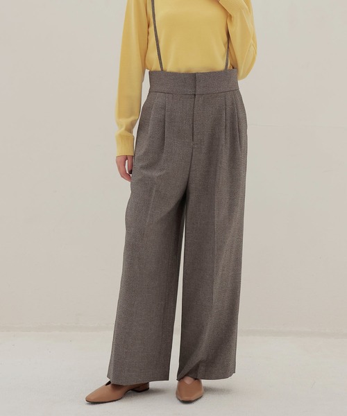 DRESSLAVE(ドレスレイブ)の「B7 / shoulder wide pants(ショルダーワイドパンツ)(スラックス・レディース・ブラウン/チャコールグレー・38)」の1枚目の写真