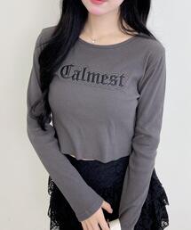 貼付ロゴリブロングTシャツ