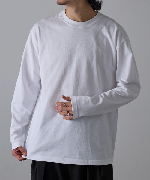 CROSS & STITCH(クロスステッチ)の「【Cross&Stitch】オープンエンド マックスウェイトロングスリーブTシャツ(袖リブ無し)ロンT OE1210(Tシャツ/カットソー・メンズ・ネイビー/ホワイト/ヘザーグレー/ブラック・S/M/L/XL)」の1枚目の写真